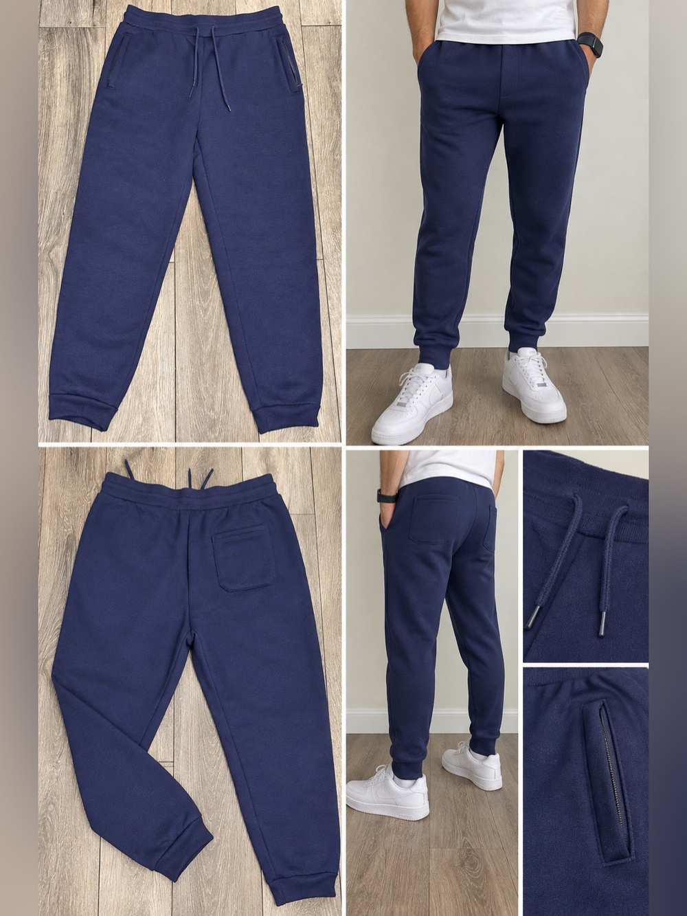 Blue Ice Men’s XL Navy Fleece Jogger Sweatpants Zip Pockets NWOT